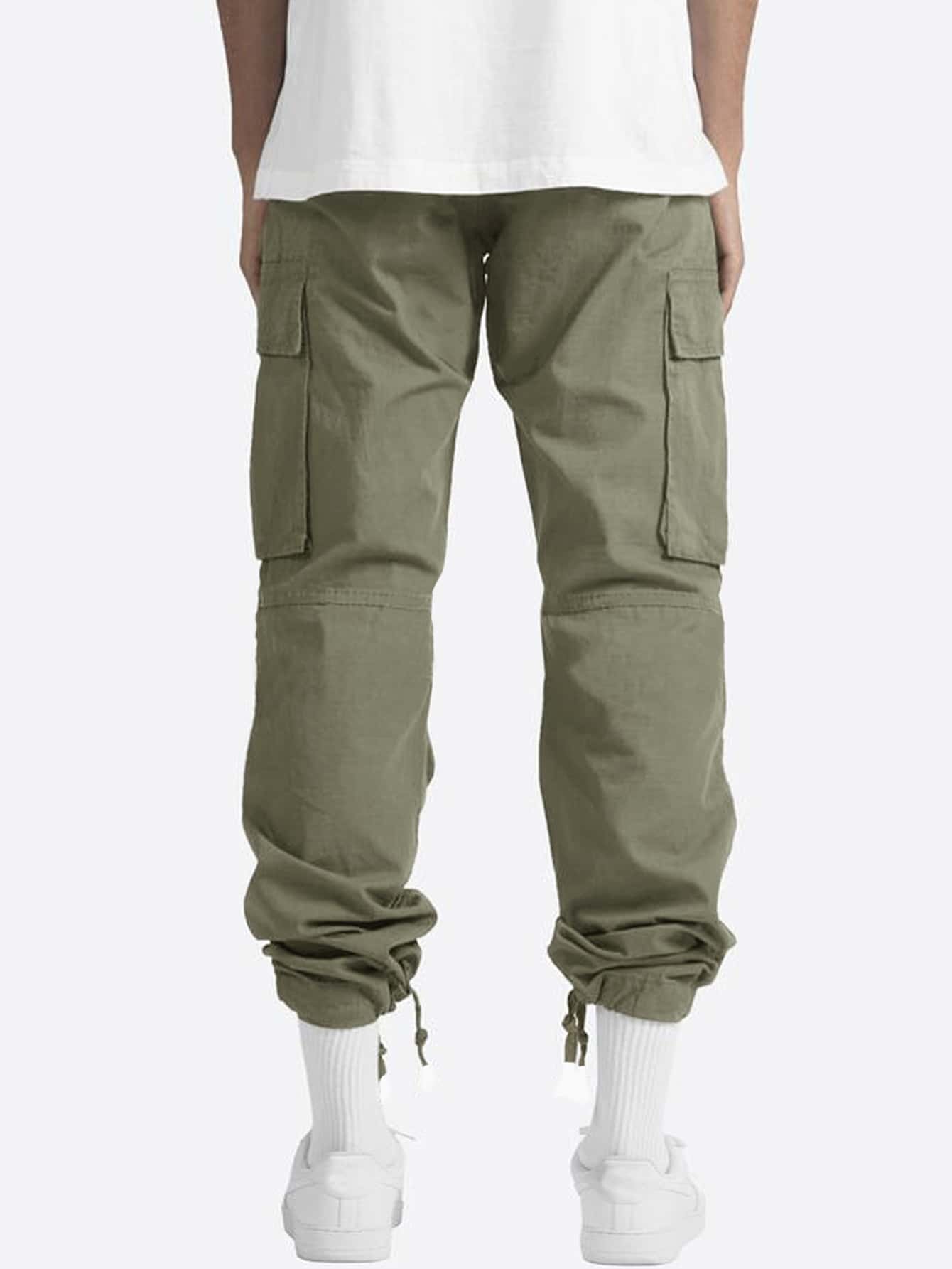 Manfinity Hypemode Men Patched Detail Flap Pocket Drawstring Waist Cargo Pants