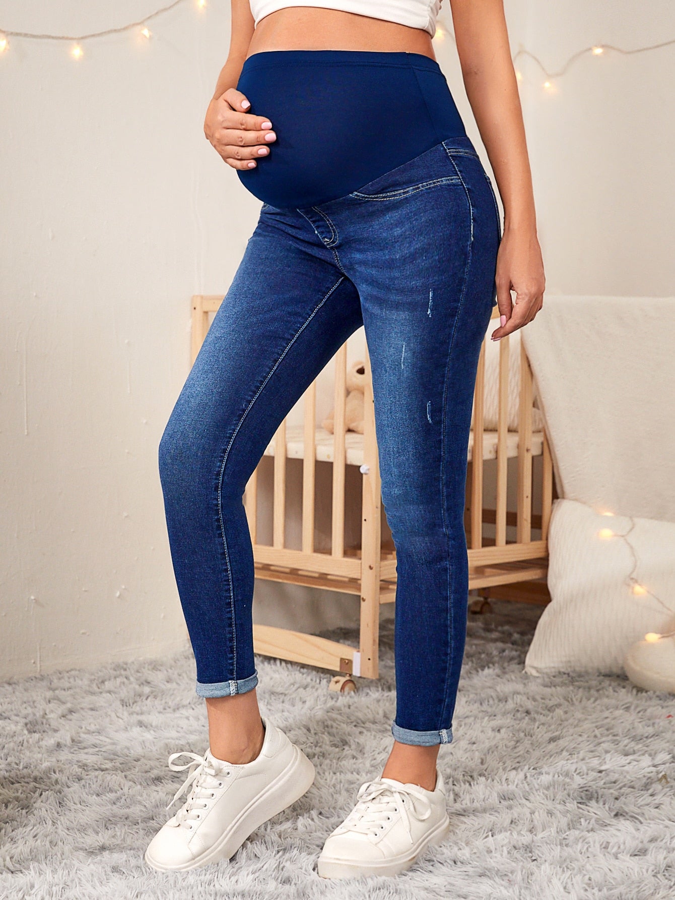 Maternity High Waist Ripped Skinny Jeans