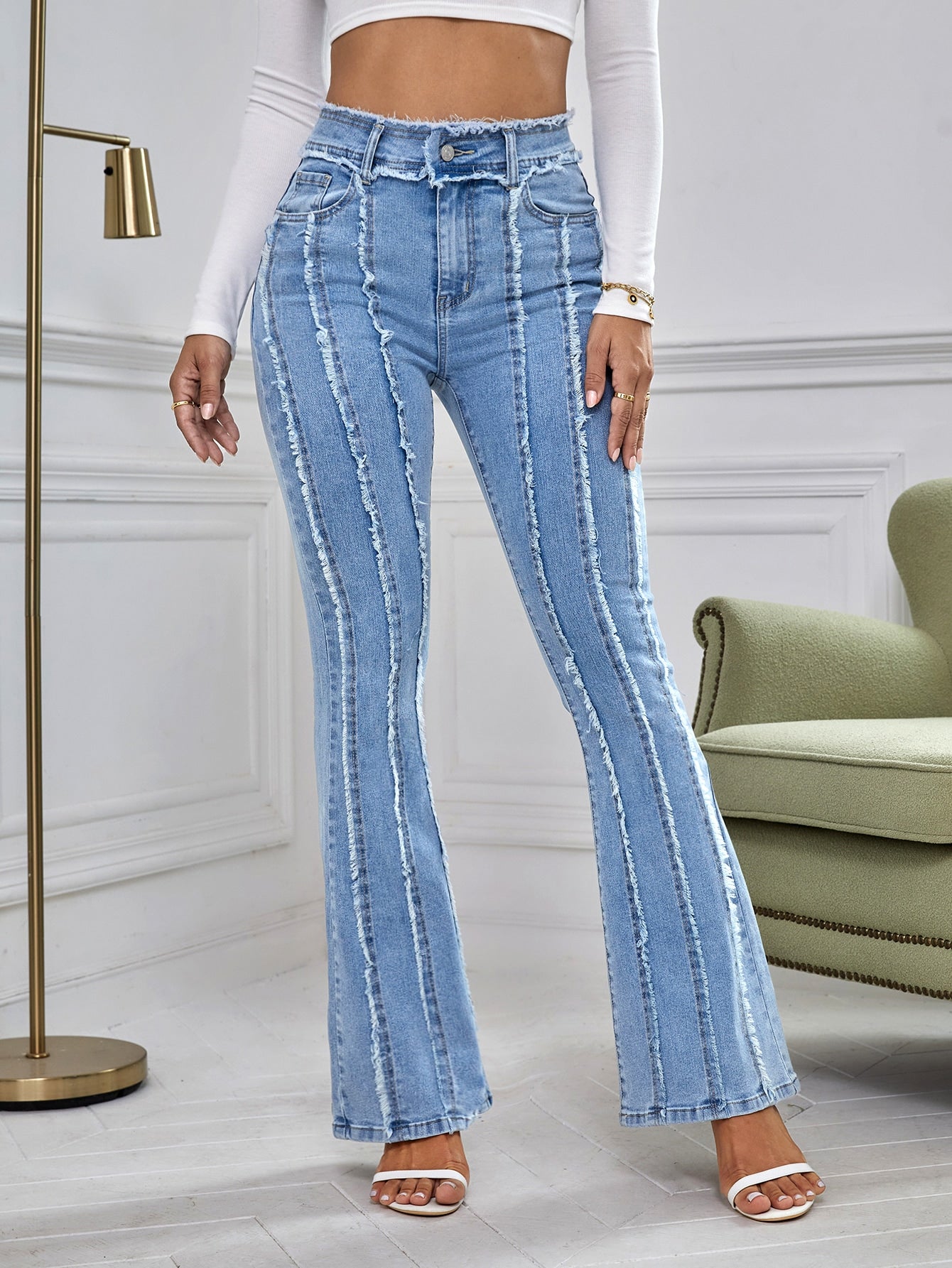 Essnce Raw Cut Bootcut Leg Jeans