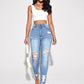 Essnce High Waist Ripped Skinny Jeans