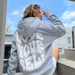 MOOSTA Slogan Graphic Drop Shoulder Drawstring Thermal Lined Hoodie LOVE YOURSELF,Long Sleeve Tops