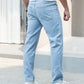 Men Cotton Slant Pocket Straight Leg Jeans