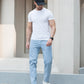 Men Cotton Slant Pocket Straight Leg Jeans