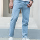 Men Cotton Slant Pocket Straight Leg Jeans