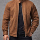 Manfinity Homme Loose Fit Men's Solid Color Zipper Coat Plain Husband Work Jacket