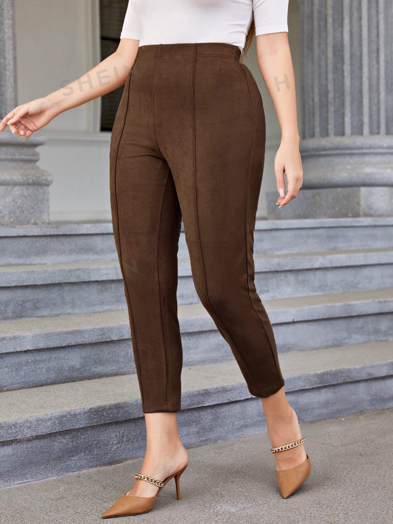 Mulvari Plus High Waist Faux Suede Pants