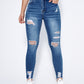 Essnce High Waist Ripped Moustache Effect Skinny Jeans