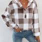 Essnce Gingham Half Button Drop Shoulder Hoodie