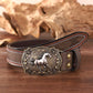 Men Horse Decor Geometric Buckle Belt Street Halloween