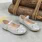 Girls Metallic Bow Decor Mary Jane Flats