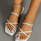 Criss Cross Toe Ring Thong Women  Sandals, elegant Fashionable Solid White Flat Sandals