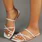 Criss Cross Toe Ring Thong Women  Sandals, elegant Fashionable Solid White Flat Sandals