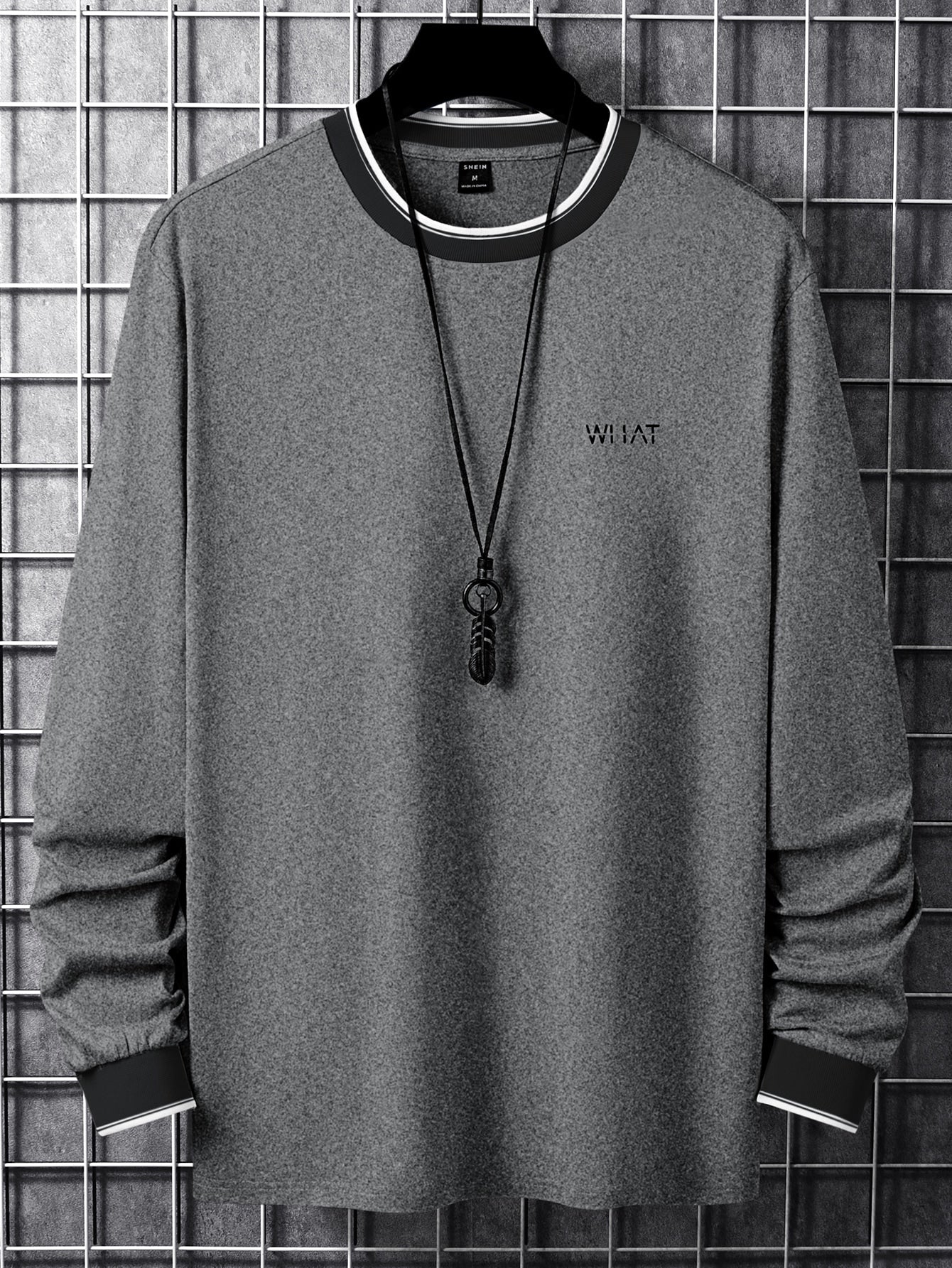 Manfinity Homme Men Letter Graphic Contrast Trim Tee Without Necklace