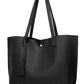 2pcs 2022 New Arrival Plain Fringed Tote Bag Set With Large Capacity, Shoulder