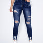 Essnce High Waist Ripped Moustache Effect Skinny Jeans