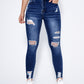 Essnce High Waist Ripped Moustache Effect Skinny Jeans