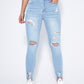 Essnce High Waist Ripped Moustache Effect Skinny Jeans