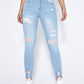 Essnce High Waist Ripped Moustache Effect Skinny Jeans