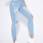 Essnce High Waist Ripped Moustache Effect Skinny Jeans