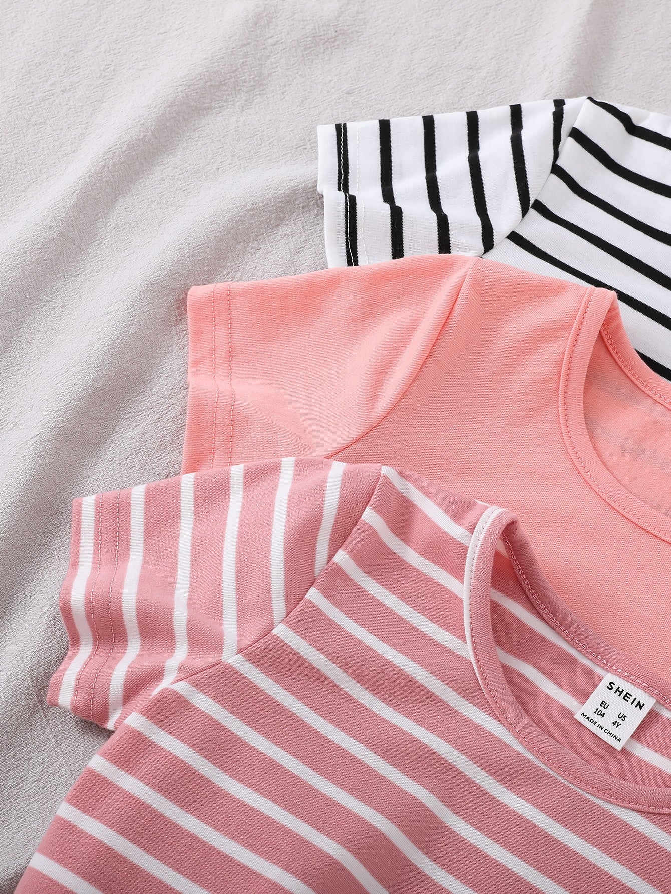 Genkimix Kids Young Girl 3pcs Striped Print Tee