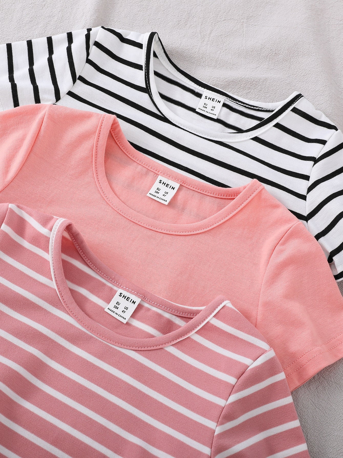 Genkimix Kids Young Girl 3pcs Striped Print Tee