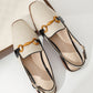 Fashion Apricot Flats For Women, Metal Decor Linen Slingback Flats