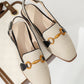 Fashion Apricot Flats For Women, Metal Decor Linen Slingback Flats