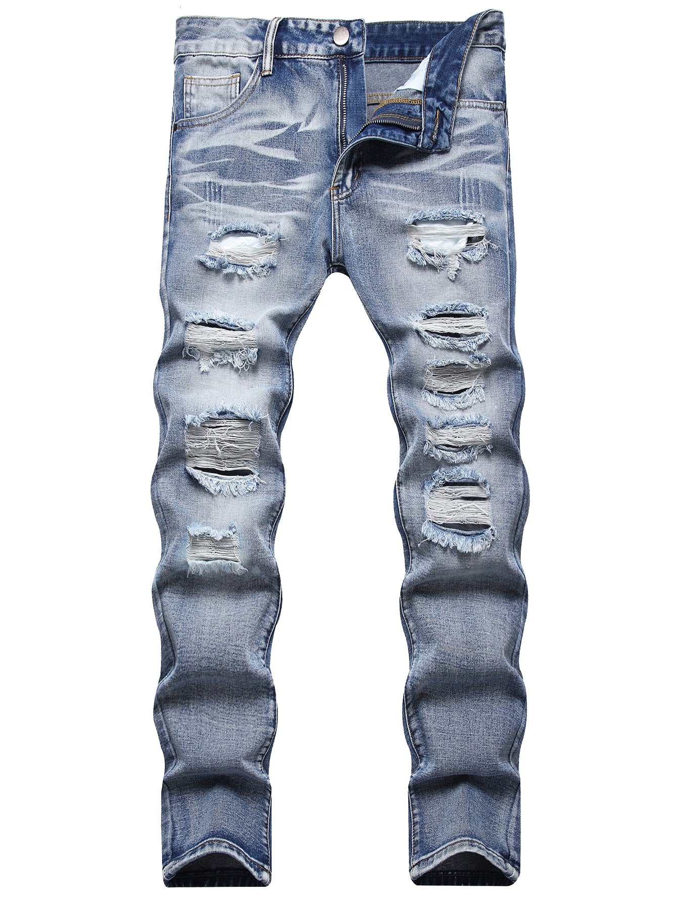 Men's Casual Distressed Slim Fit Denim Jeans