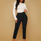 SXY Summer Trousers Solid Color Work High Waist Trousers