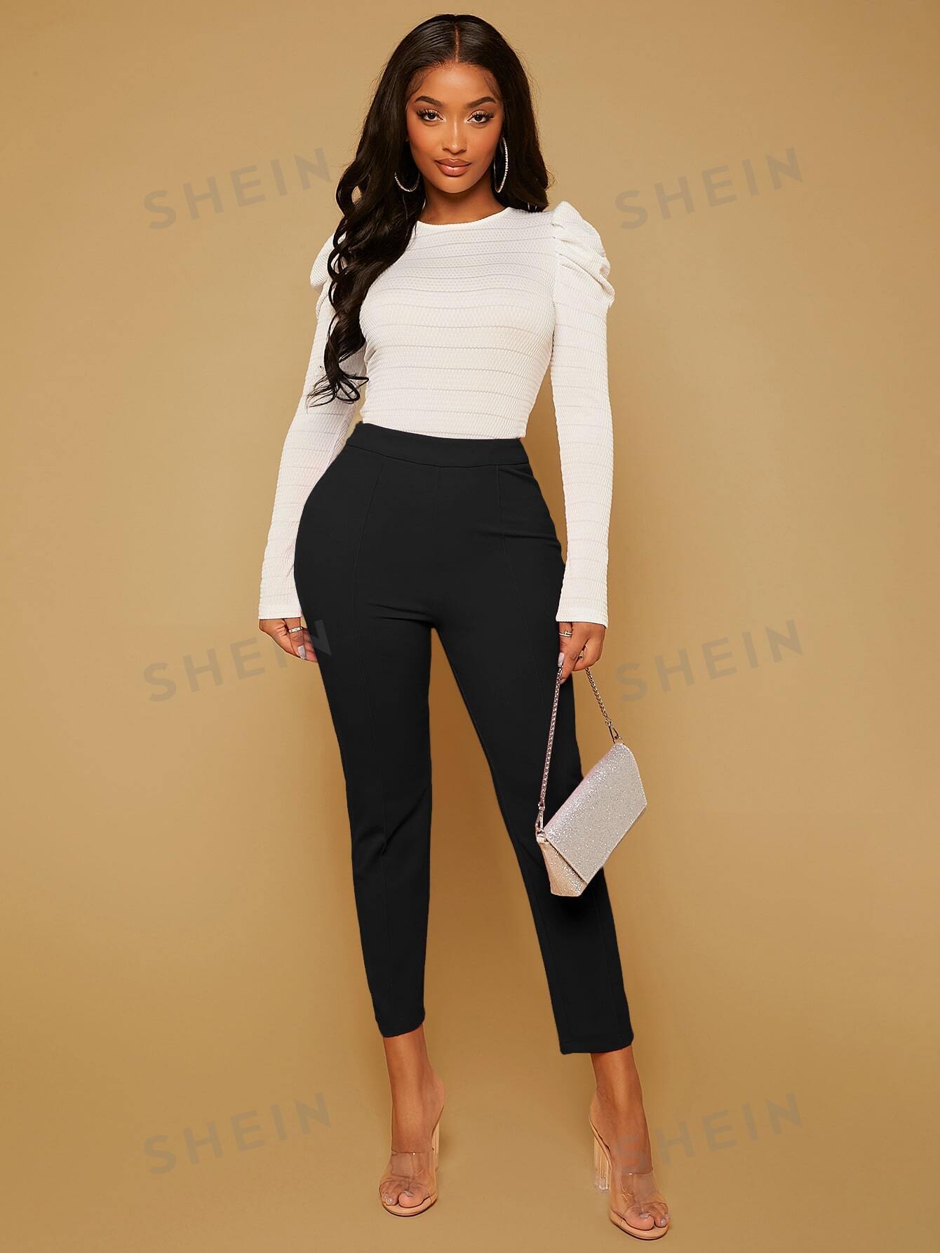 SXY Summer Trousers Solid Color Work High Waist Trousers