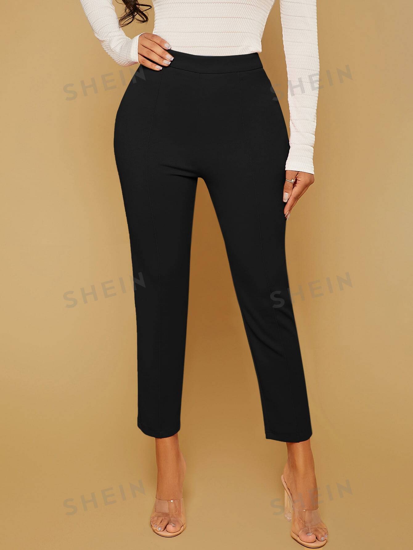 SXY Summer Trousers Solid Color Work High Waist Trousers