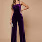 Belle Ruched Bust Velvet Cami Sleeveless Elegant Jumpsuit