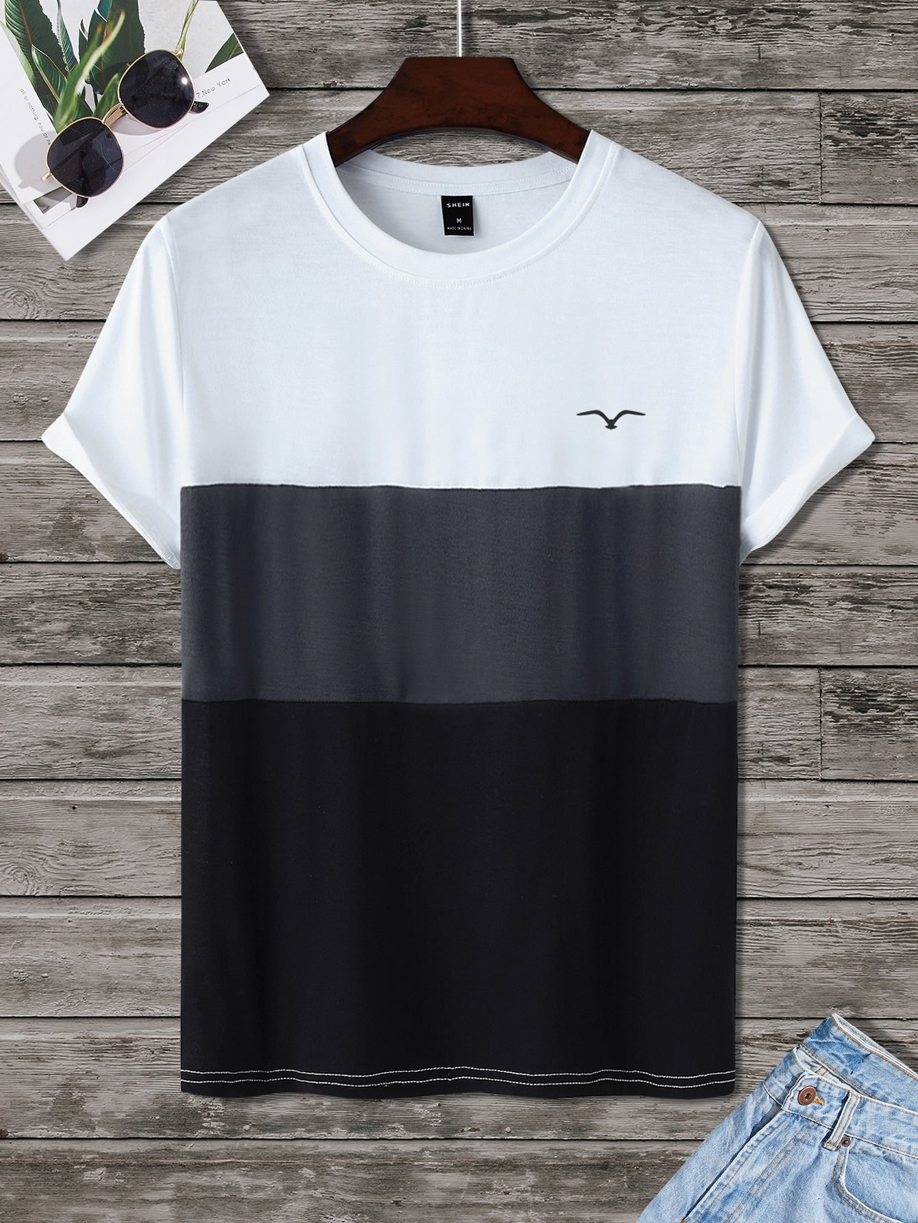 Manfinity Homme Men Bird Print Colorblock Tee