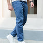 Men Cotton Slant Pocket Straight Leg Jeans