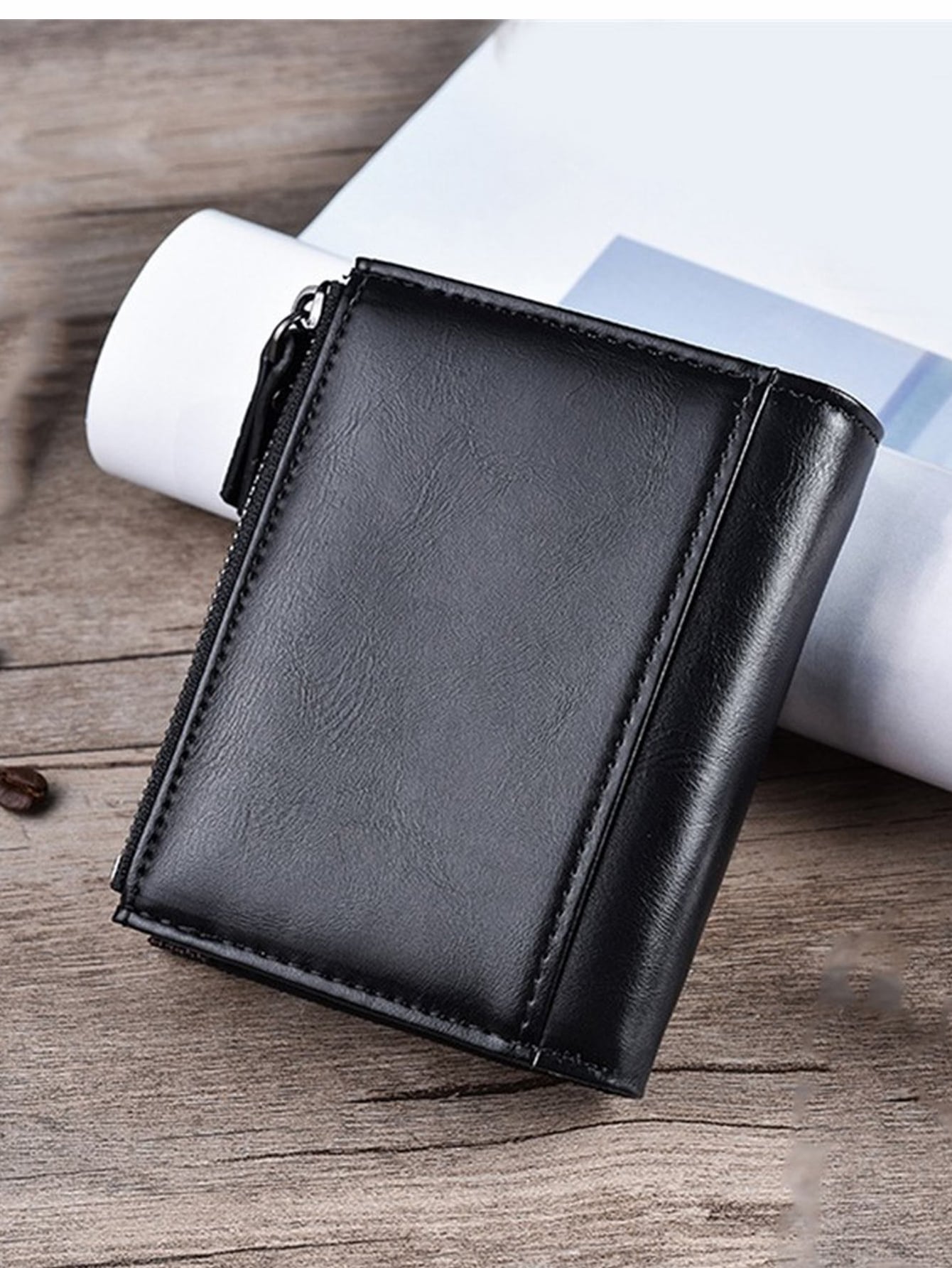 Men's Retro Wallet Multi-Function Double Zip Coin Purse Pocket Wallet Small Purse ID Window Zipper Men Wallet PU Leather Minimalist Fashion Modern Business Anniversary On Valentine Day For Birthday Gift Gift Lover Men Male Gift