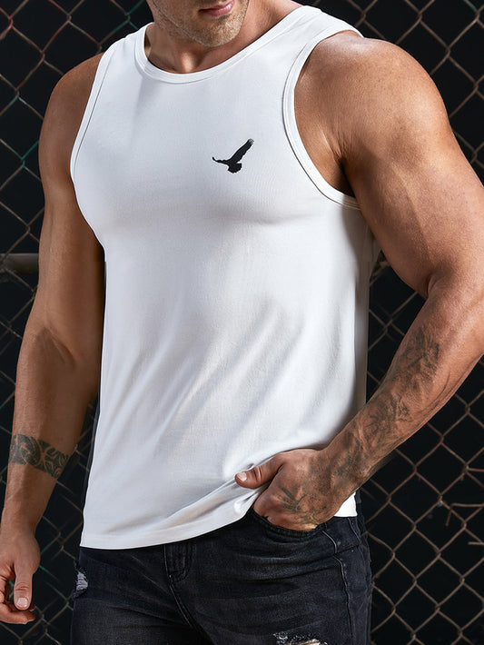 Manfinity Homme Men Eagle Print Sleeveless White Gym Masculine Graphic Tank Top