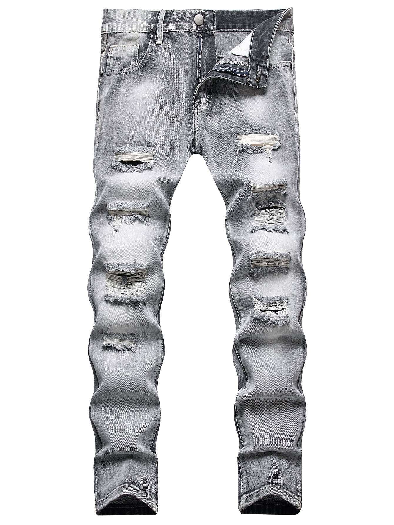 Men's Casual Distressed Slim Fit Denim Jeans