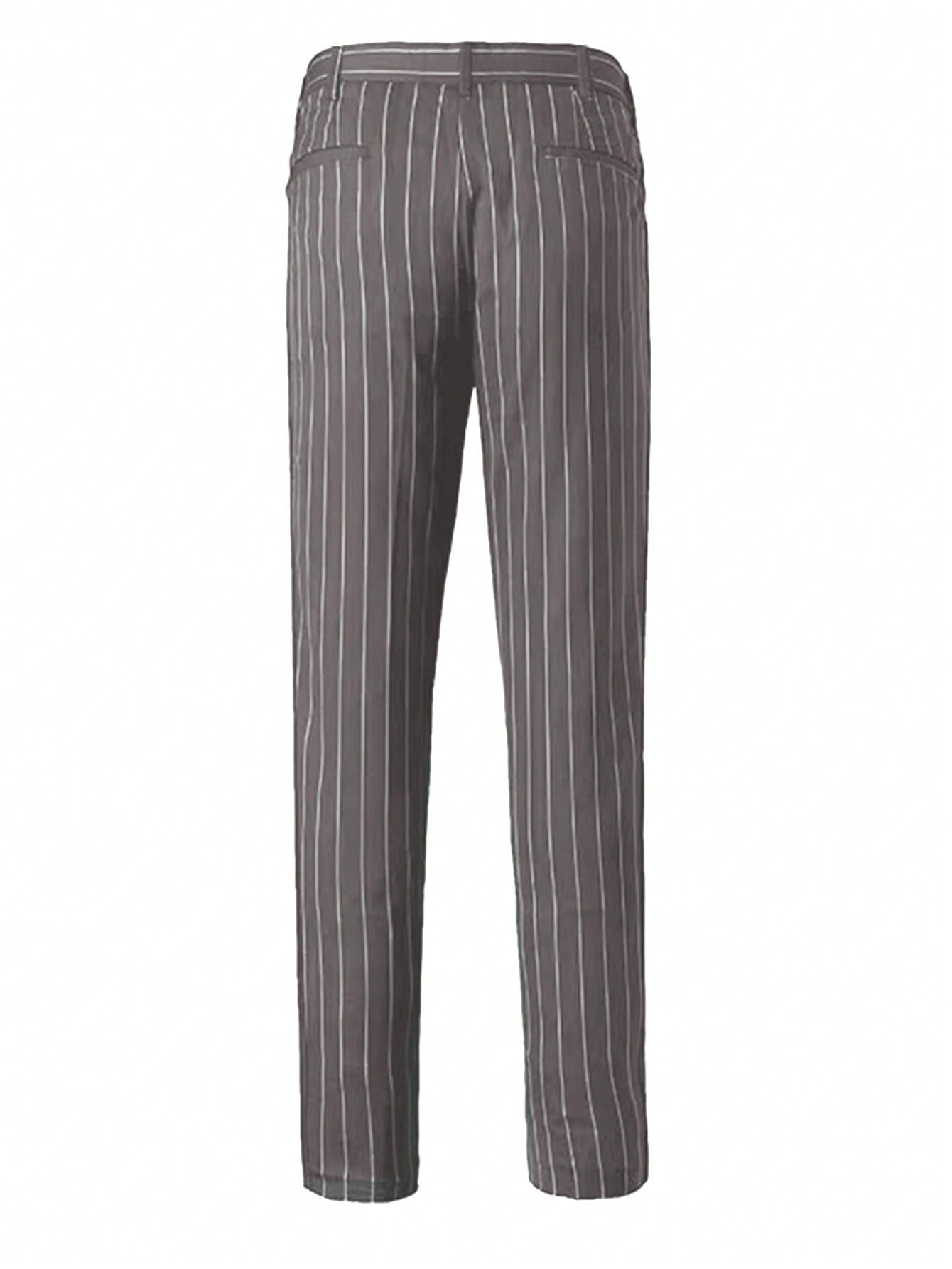 Men Striped Print Slant Pocket Pants