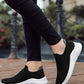 Men Ribbed Slip On Sneakers, Sport Outdoor Fabric Running Shoes