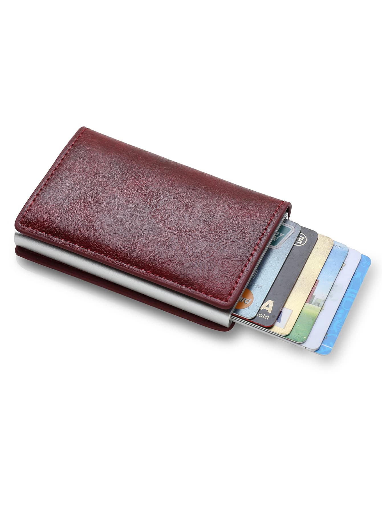 Leather Metal RFID Credit Card Holder Wallet, Father's Day/Birthday Gift