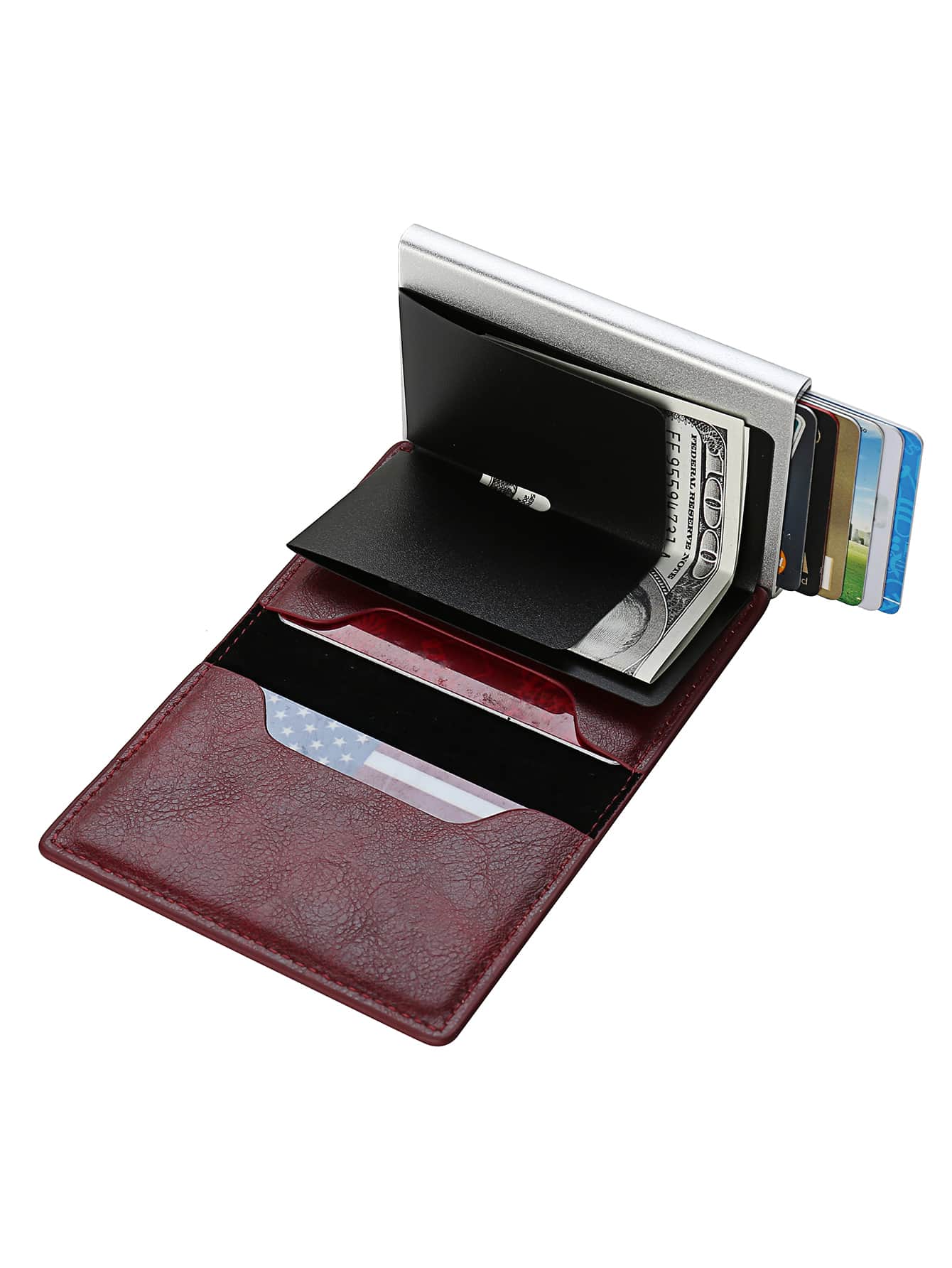 Leather Metal RFID Credit Card Holder Wallet, Father's Day/Birthday Gift