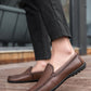 Men Stitch Detail Slip On Loafers, Leisure Brown Casual Loafers