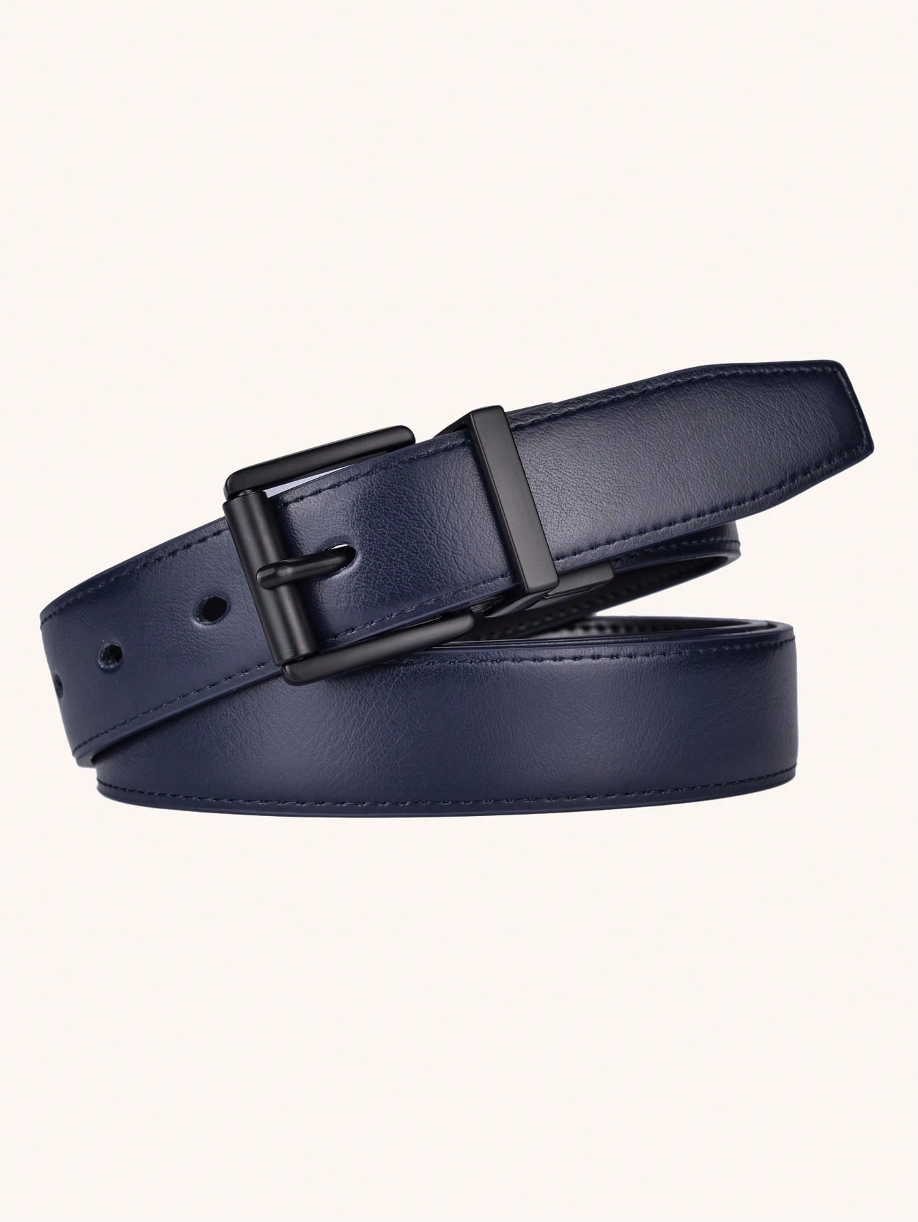 1pc Men's 2.8cm Wide Reversible Leather Belt With Rotary Buckle