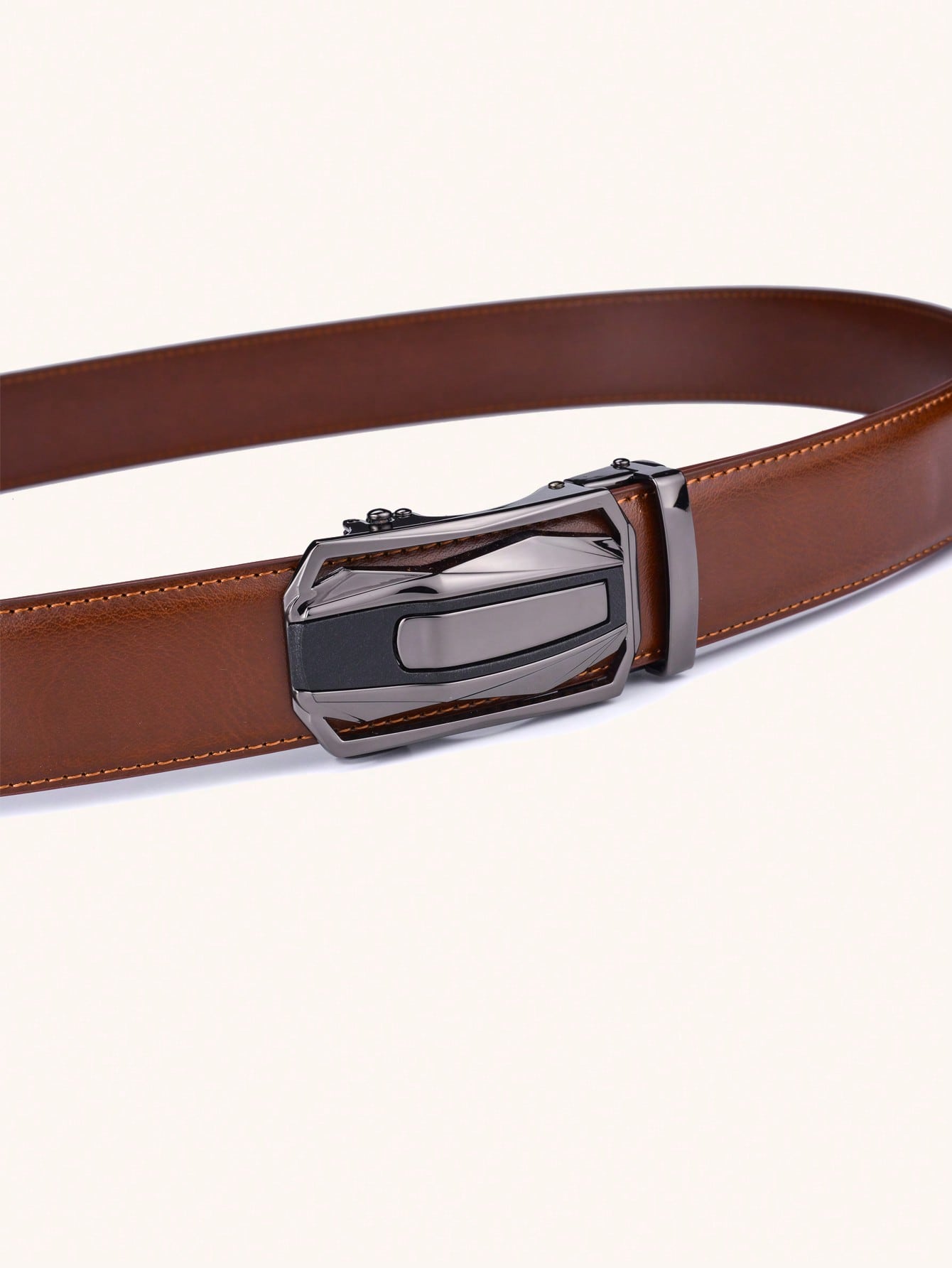 1pc Men's Ratchet Leather Belt, Large Size Casual Automatic Buckle Belt For Men