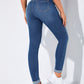 EZwear High-Waisted Button-Embellished Skinny Stretch Distressed Y2K Jeans