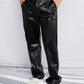 Manfinity NiteLyfe Men Slant Pocket PU Leather Pants, Fashion Slacks Pants, For Going Out, Husband, Boyfriend Gifts