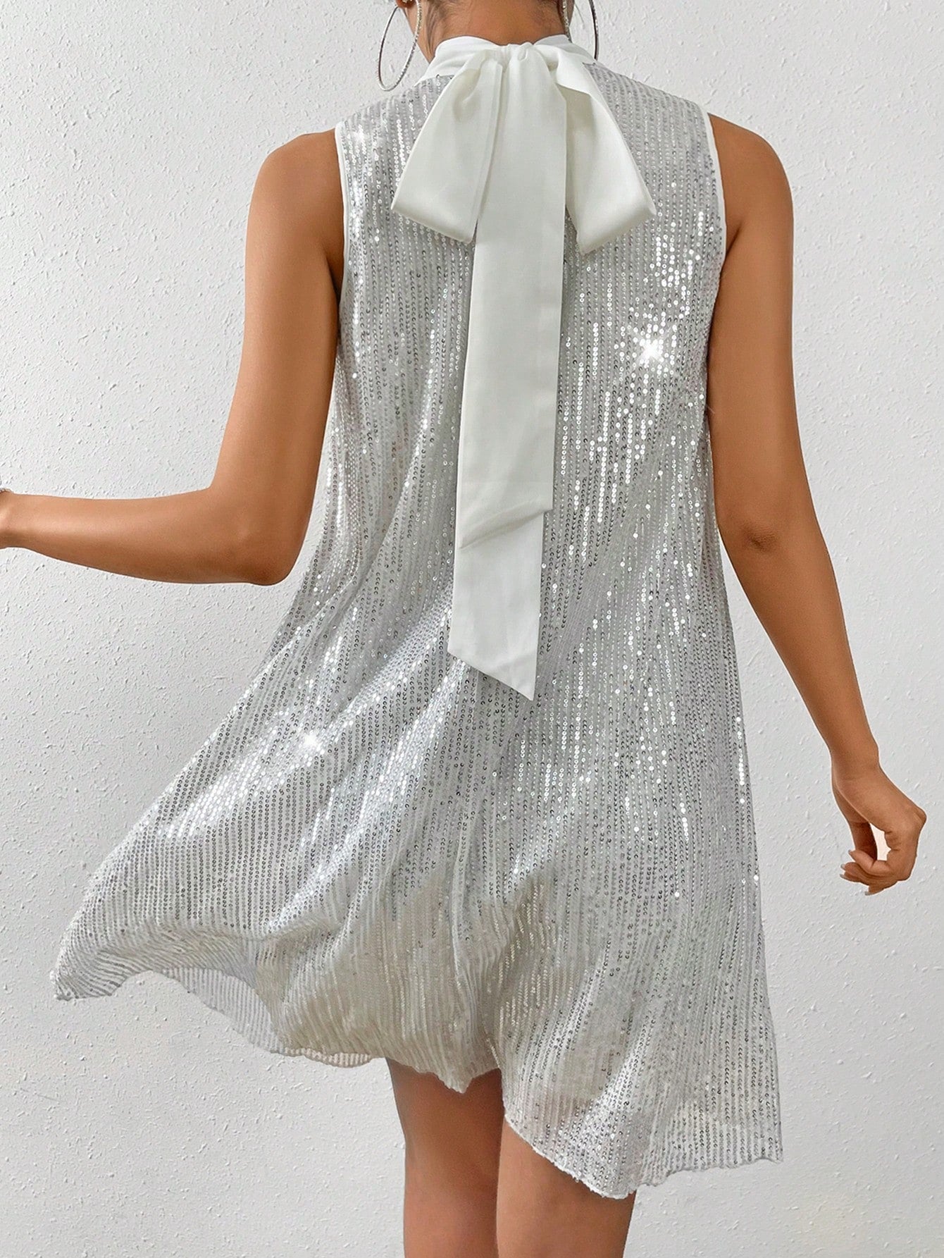 Allurite High Neck Sequin Dress