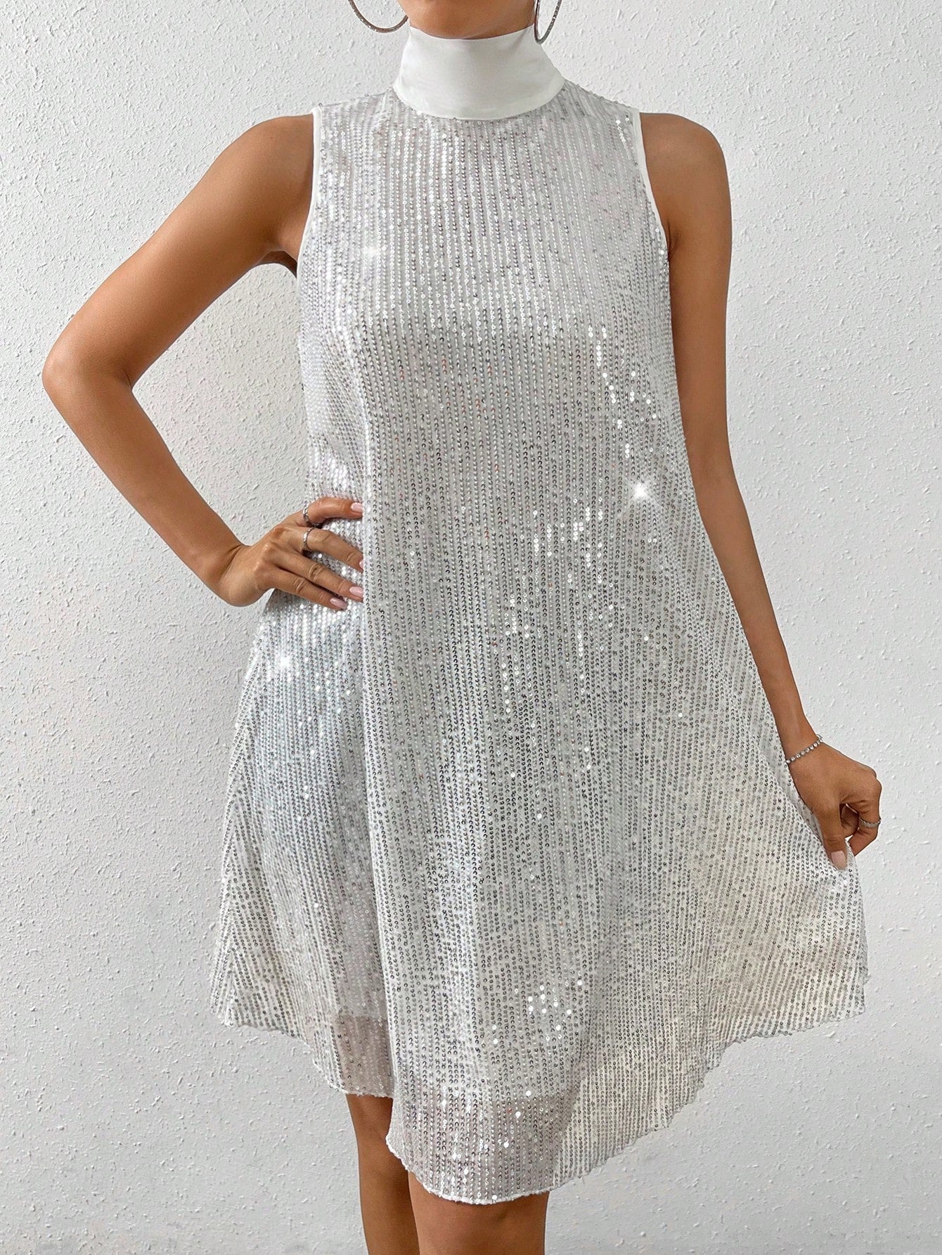 Allurite High Neck Sequin Dress