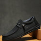 Men Minimalist Lace Up Design Loafers, Leisure Black Fabric Boat Shoes