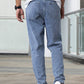 Men Slant Pocket Straight Leg Jeans